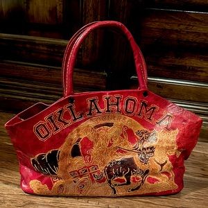 Vintage Oklahoma Sooner Tooled Leather Purse